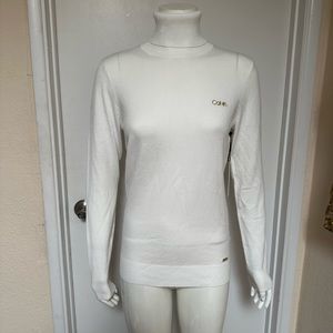 Calvin Klein monogram logo turtleneck sweater lightweight soft elegant classic